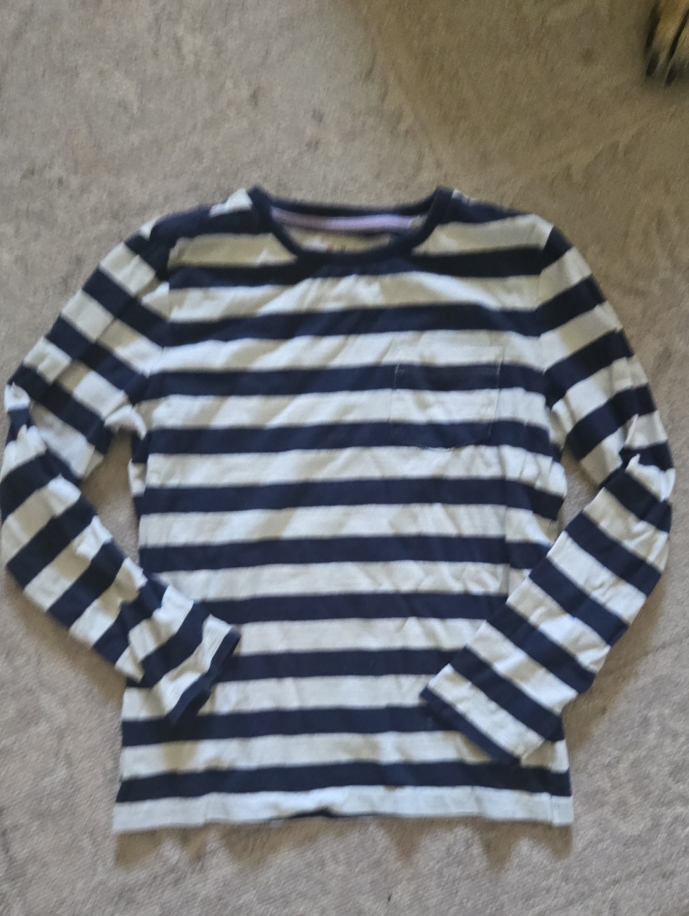 Mini Boden Navy and White Striped Long-Sleeve Tee